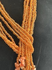 Vintage Multi Strand Orange Glass Seed Bead Open End Lariat Scarf Necklace