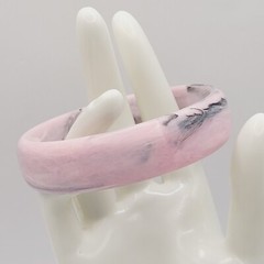 Pink Marble Swirl with Gray Black Abstract Chunky 1990s Bangle Bracelet