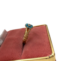 TRUE ANTIQUE VICTORIAN TURQUOISE 14K REAL SOLID YELLOW GOLD GORGEOUS RING S 6.25