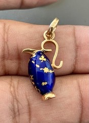 18K Yellow Gold Enamel Vase Pitcher Jug Pendant (F131)