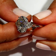 2.50Ct Oval Cut Moissanite ThreeStone Engagement Ring 14k Multi Tone Gold Plated