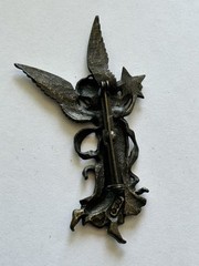 Vtg Bronze Toned JJ Jonette Winged Fairy Brooch Pin w Glowing Star 3.25″