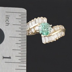 Solid 14K Gold .80 Ct Irradiated Teal Blue Center & 1.00 CTW White Diamond Ring