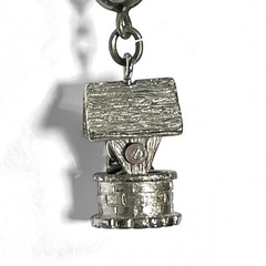 VTG Monet Wishing Well Charm Silver Tone Pendant Moving Handle Miniature Cute