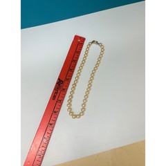 Vintage Faux Pearl Choker Necklace Cream Graduated Beads Gold Tone Clasp 15 In