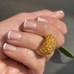 Vintage Cocktail Ring Estate Jewelry Pre-owned Sea Urchin Dome Gold Plated Sz 7