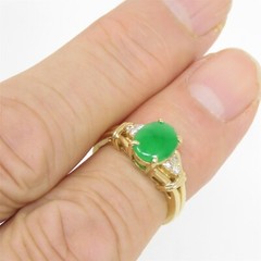 NYJEWEL 18k Yellow Gold Jadeite Jade Diamond Ring