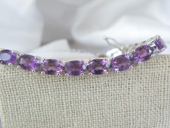 Vintage Sterling Silver 925 Heated African Amethyst Tennis Bracelet 7.5″