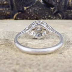 1920s Art Nouveau Style LabCreated Diamond Edwardian Engagement 14K Gold FN Ring