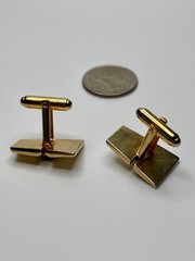 Vintage Anson Black Cabochon Gold Tone Split-Face Cufflinks