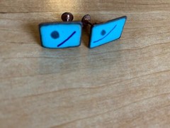 MCM Mid Mod 50’s Style Vintage Brooch & Earrings Set Blues Abstract