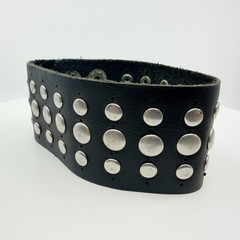 Bracelet Hard Rock Cafe Iron Cross Leather Cuff Black Silver Tone Biker Retro