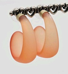 Orange Hoop Earrings Matte Lucite Frosted Orange Premier Design 1.25 in