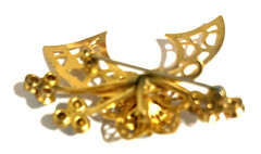 Vintage Brooch & Earrings Set Gold & Blue