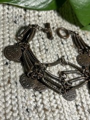 Vintage Brass Toned Multi Chain Charm Bracelet 8 1/4 Inch