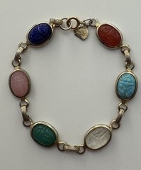 Vintage Judy Lee Egyptian Revival Scarab Bracelet, Gold-Tone Bracelet, 1950-1960