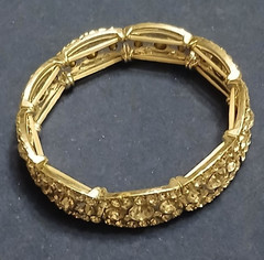 Vintage Midcentury 1950’s Rhinestone Stretch Link Bracelet 2.25″ diameter