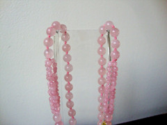 VINTAGE HANDMADE IRREGULAR ROSE QUARTZ 8mm ROSE QUARTZ 29″ ENDLESS BEAD NECKLACE