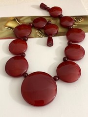 Mariond Godart Paris Red Burgundy Chunky Lucite Graduated Discs Necklace