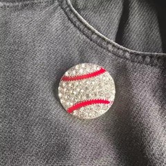 Sports Ball Brooch Pins Rhinestone Football Basketball Soccer Baseball