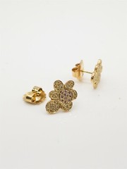 Signed ORIGINAL $9000 2ct VS Fancy INTENSE PINK YELLOW Diamond 18k Gold Earrings