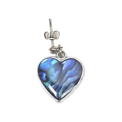 Vintage Paua Shell Heart Shaped Dangle Drop Earrings For Pierced Ears | 5/8″