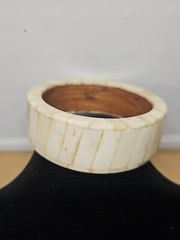 Vintage Horn Bone Boho Teak Wood Bangle Bracelet