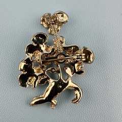 Vintage Enamel Rhinestone Trembler Flower Brooch Pin Pink Green Gold Tone Jiggle