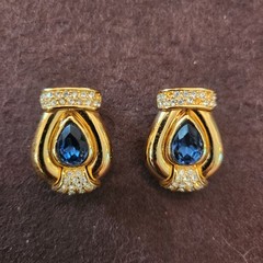 Vintage Christian Dior Sapphire Crystal clip on earrings