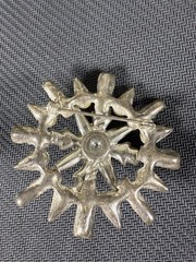 Vintage 50-60s Snowflake Atomic Starburst Brooch & Clip Earrings Set Rhinestones