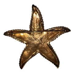 Vintage Beach Themed Starfish With Green Stones And Gold Toned Metal