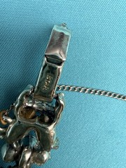 Signed Star AB & Sapphire Blue Rhinestone Bracelet Snap Close & Safety Chain