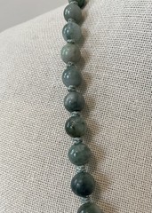 Vintage Jade Graduated Stamped Silver Hand Knotted Necklace For Women￼