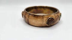 Vintage Brass and Bone with gemstones Bangle bracelet