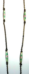PERFECT! STERLING Antique 2 SIDED ENAMEL GUILLOCHE 4 STATION “Y” CHAIN Necklace!