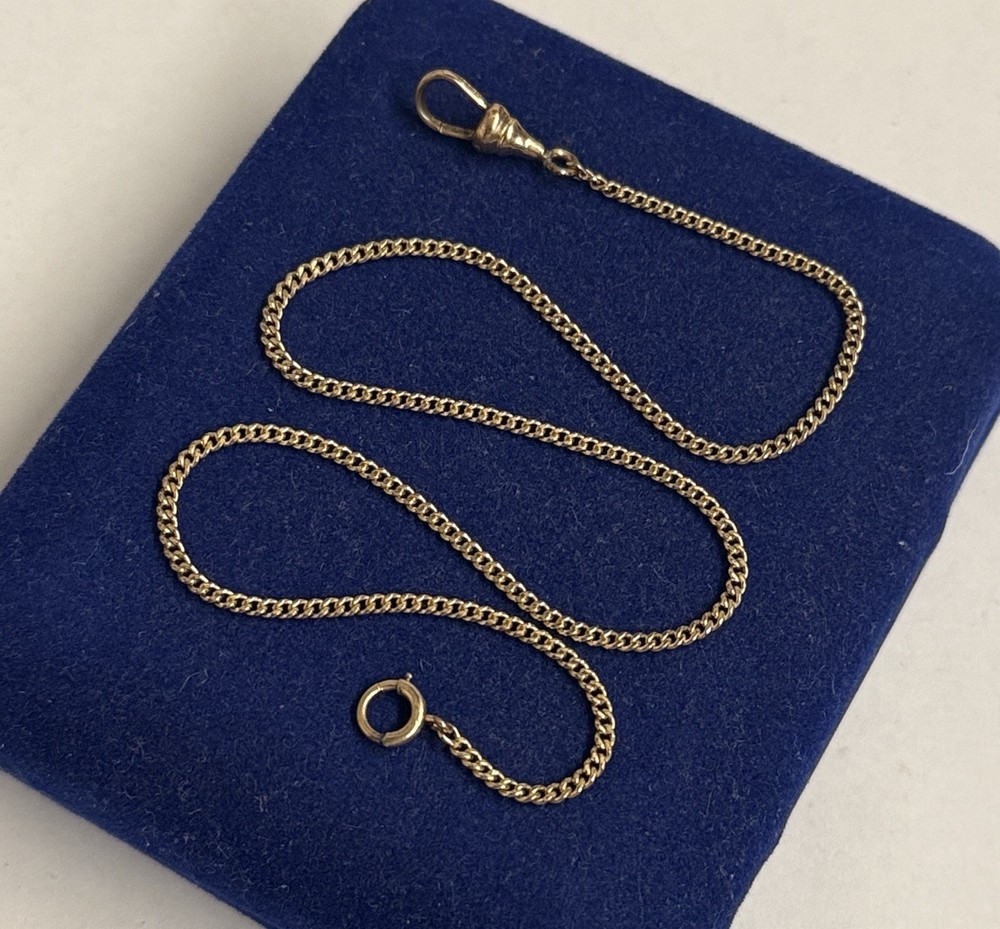 Gold filled fob Cuban Curb Watch Chain Gf 13.5” victorian Art Deco 2mm 3.8g Vtg