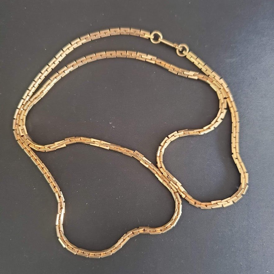 Sarah Coventry VTG Gold Tone Brick Link Chain Necklace 24 Inch Patent 3427691