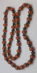 Vintage Orange and Silver Beaded Necklace 30in Fashion Jewelry