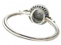Art Deco Style Lab-Created Diamond & Sapphire 14K White Gold FN Engagement Ring