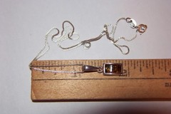 PETITE DOME AMBER BUBBLES STERLING SILVER NECKLACE PENDANT~Vtg 925 Box Chain SU