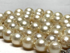 Vintage Akoya Cultured Pearl Necklace 15in Choker 7.8mm Cream Knotted Silver