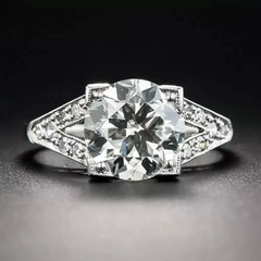 3Ct Art Deco Style Lab Created Diamond Engagement Wedding 14k White Gold FN Ring