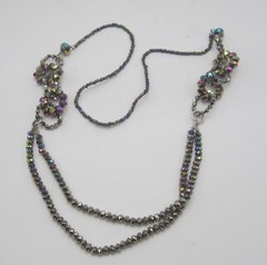 Aurora Borealis Crystal Iridescent Necklace 36”