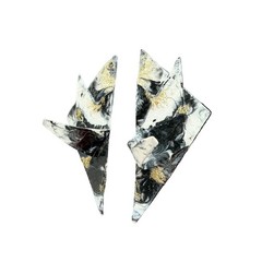1991 Artisan Abstract Paper Clip Earrings with Black, White & Gold Glitter