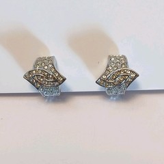 Landau Vintage Clip On Earrings Silver Pave