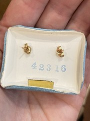VTG Jems by JMS 14kt Gold Amethyst Flower Post Earring In Original Box