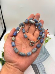 Vintage Natural Lapis Lazuli & Agate Bead Necklace – Authentic Earth Minerals