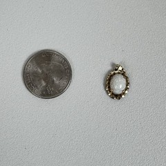 Vintage Gold-Filled Pendant w/Opalescent Glass Cabochon Mid-Century Opalite