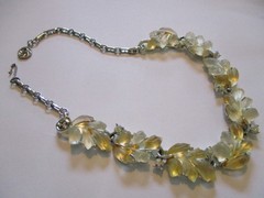 Signed Lisner Lucite/Plastic Leaf Necklace