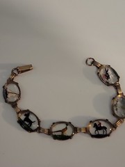 HORSES & MORE INTAGLIO REVERSE PAINT ANTIQUE BRACELET 7 INCHES